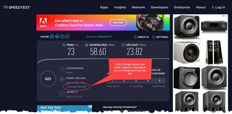 speedtest change server